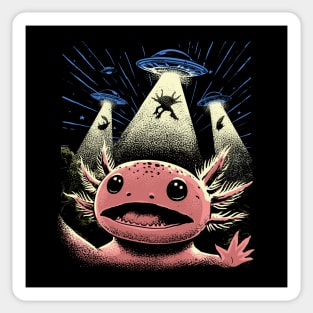 Axolotl and Aliens: Extraterrestrial Encounter Sticker